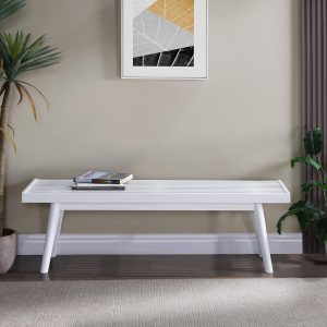 Slotted White Bench